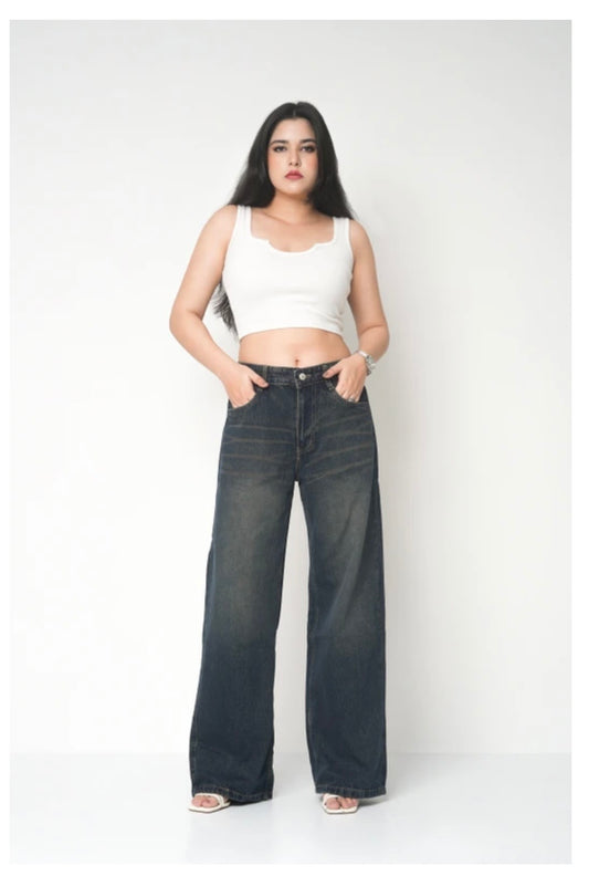 Women Super Baggy Fit - High Rise Jeans – Dark Blue