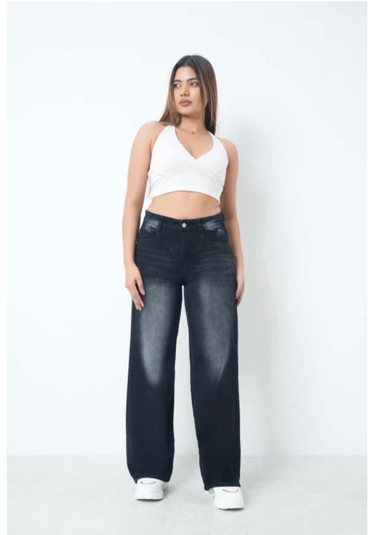Women Super Baggy Fit - High Rise Jeans – Black