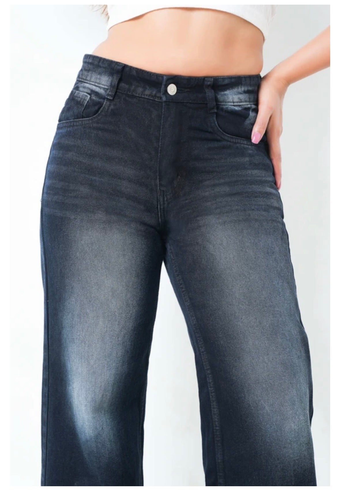 Women Super Baggy Fit - High Rise Denim Jeans – Black