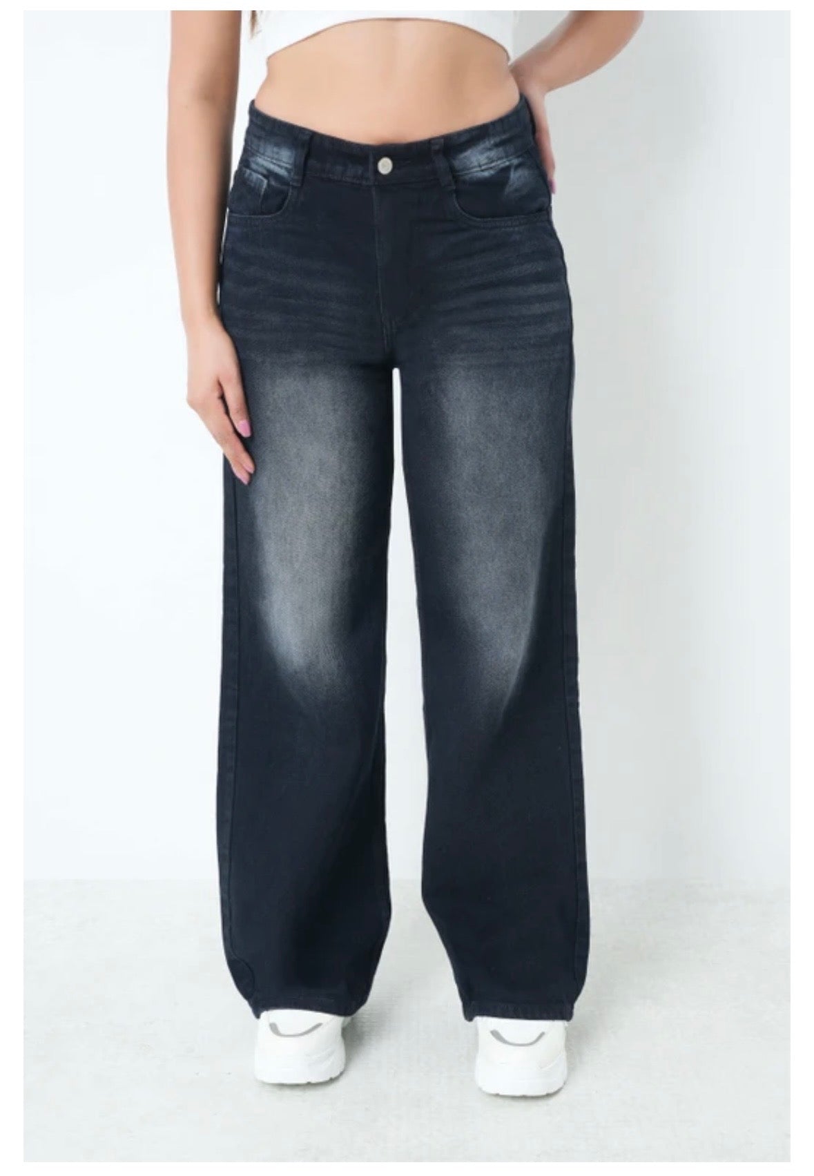 Women Super Baggy Fit - High Rise Denim Jeans – Black