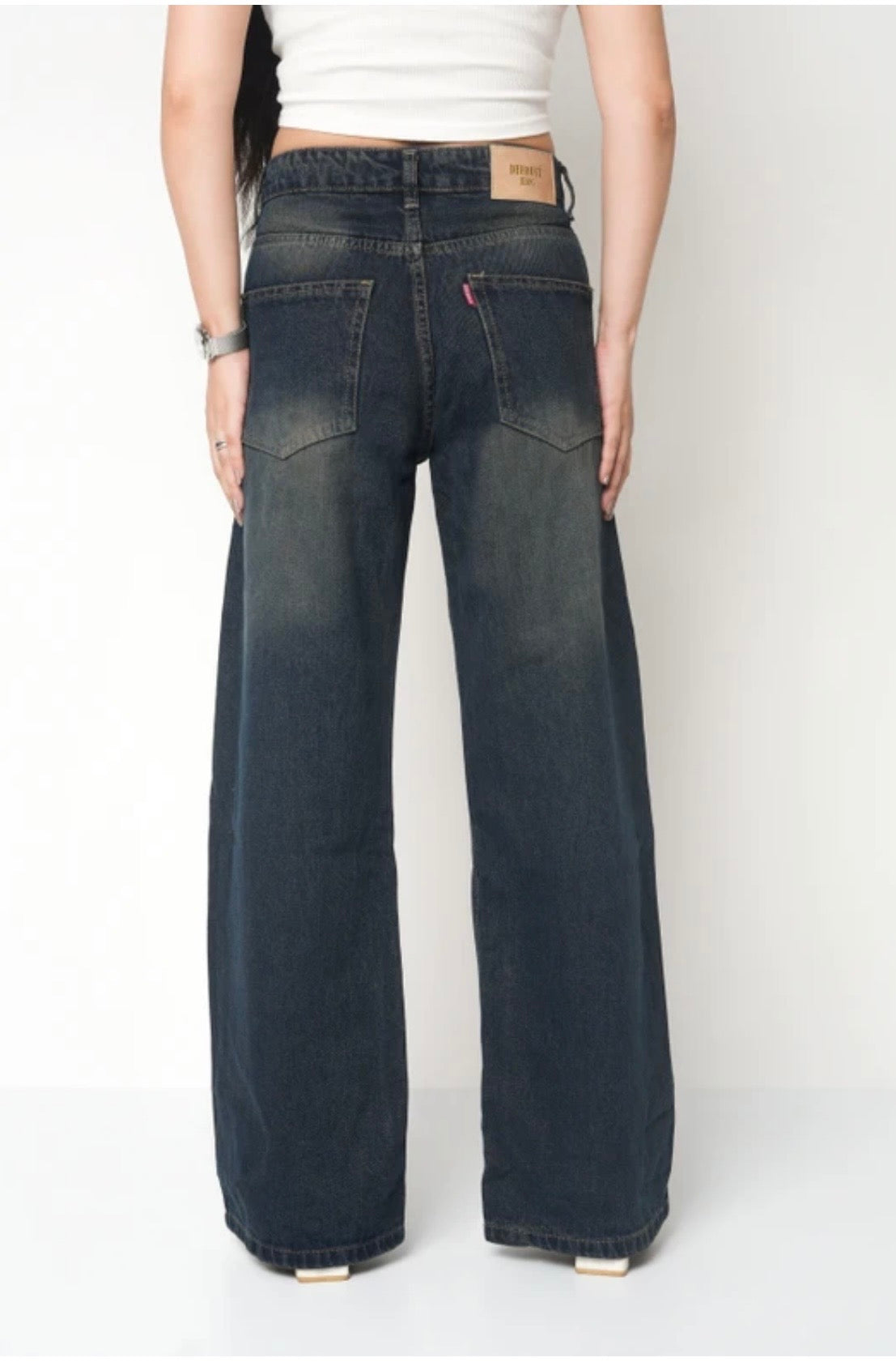 Women Super Baggy Fit - High Rise Denim Jeans – Dark Blue