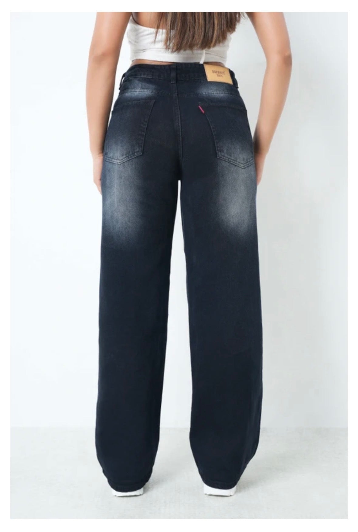 Women Super Baggy Fit - High Rise Denim Jeans – Black