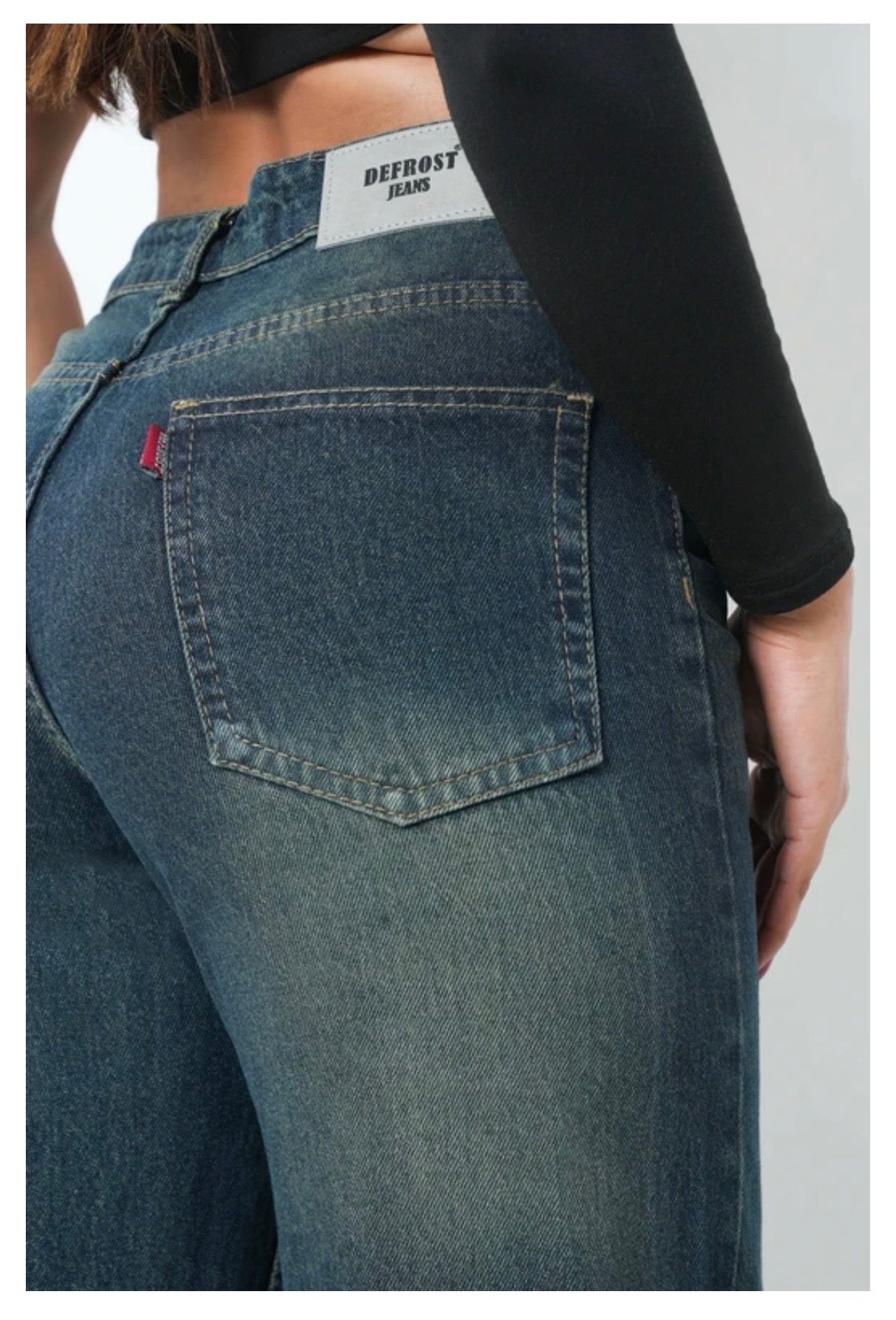 Women Loose Fit High Rise Denim Jeans – Dark Green